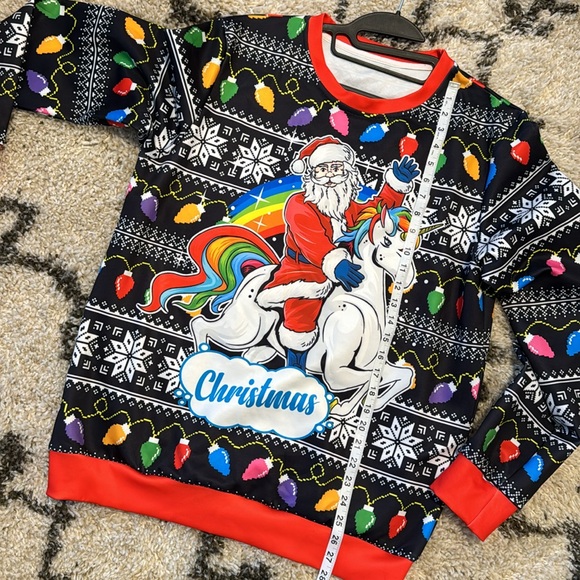 UGLY CHRISTMAS SWEATER 🎄😂 SANTA UNICORN LIGHTS HOLIDAY PARTY FUN L/XL UNISEX - Picture 6 of 7